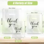 Yeaqee 200 Pcs Clear Thank You Merchandise Bags with Die Cut Handles Plastic Shopping Reusable Retail Thank You Gift Bags Bulk 3 Sizes for Small Business Goodie Trade Boutique Clothes Party Favors - Image 3