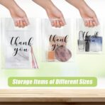 Yeaqee 200 Pcs Clear Thank You Merchandise Bags with Die Cut Handles Plastic Shopping Reusable Retail Thank You Gift Bags Bulk 3 Sizes for Small Business Goodie Trade Boutique Clothes Party Favors - Image 5