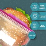 PAMI Leakproof Reusable Double Zip Sandwich Bags with Expandable Bottom and Write-On Label, Food Storage Zipper Bags (Gallon 60 Clear) - Image 4