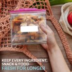 PAMI Leakproof Reusable Double Zip Sandwich Bags with Expandable Bottom and Write-On Label, Food Storage Zipper Bags (Gallon 60 Clear) - Image 5