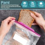 PAMI Leakproof Reusable Double Zip Sandwich Bags with Expandable Bottom and Write-On Label, Food Storage Zipper Bags (Gallon 60 Clear) - Image 6