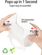 Happyhiram 50 Pcs Party Treat Boxes - White, 6 Inch Candy Boxes with Handle - Paper Cookie Gift & Snack Goodie Bags for Kids Birthday, Baby Shower, Wedding - Image 3