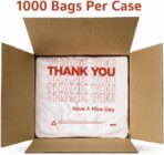 Thank You T-Shirt Plastic Grocery Bags, HDPE, 21 x 11.5 x 6 Inches, White with Red Print, 1000 Count, Strong Tear Resistant - Image 5
