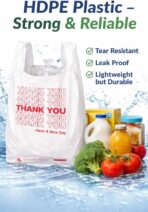 Thank You T-Shirt Plastic Grocery Bags, HDPE, 21 x 11.5 x 6 Inches, White with Red Print, 1000 Count, Strong Tear Resistant - Image 7