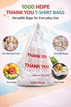 Thank You T-Shirt Plastic Grocery Bags, HDPE, 21 x 11.5 x 6 Inches, White with Red Print, 1000 Count, Strong Tear Resistant - Image 10