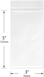 Plymor 3" x 5" (Pack of 100), 6 Mil Industrial Duty Zipper Reclosable Plastic Bags - Image 3
