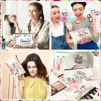 Pinkunn 16 Pcs Canvas Makeup Bags Bulk Mother's Day Inspirational Christian Women Religious Gifts Inspirational Bible Verse Pencil Pouch Makeup Bags with Zipper for Travel(Flower) - Image 5