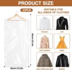 20 Clear Plastic Garment Bags for Clothes, Hanging Clothes Storage - Travel Size, 60x90cm - Image 5