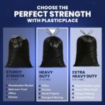 Plasticplace 32-33 Gallon Trash Bags │ 1.2 Mil │ Drawstring Garbage Can Liners │ 33” x 39”, Black, 100 Count - Image 6
