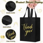 Sweetude 30 Pcs Thank You Gift Bags with Handles Bulk Reusable Goodie Bag Non Woven Foldable Handbag for Christmas Wedding Bridesmaid Gifts(10 x 8 x 4 Inch,Black) - Image 5