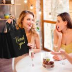 Sweetude 30 Pcs Thank You Gift Bags with Handles Bulk Reusable Goodie Bag Non Woven Foldable Handbag for Christmas Wedding Bridesmaid Gifts(10 x 8 x 4 Inch,Black) - Image 6