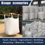 FIBC Bulk Bag - 2650 lbs Capacity, 39x39x39 inches, Polypropylene (PP), Open Top, White, Rectangular, Reusable, 1-Pack - Image 7
