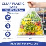 ASSUREPAK Clear Produce Bags Roll - 750 Bags - 15"x20" – for Grocery, Small Business, Reusable Produce Use, Food & Storage Needs, Garden Fresh, Narrow Profile, Kitchen Use - Image 3