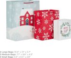 Hallmark Rustic Christmas Gift Bag Assortment (8 Bags: 3 Small 6", 3 Medium 9", 2 Large 13") Gray, White and Red, Farmhouse, Snowman, Snowflakes, Merry and Bright Wreath - Image 4