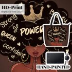 African American Black Women Tote Bag Black Girl Magic Shoulder Handbag For Work Travel Beach Shopping - Image 3