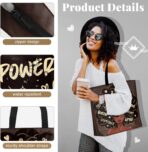 African American Black Women Tote Bag Black Girl Magic Shoulder Handbag For Work Travel Beach Shopping - Image 5