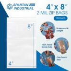 Spartan Industrial - 4” X 8” (1000 Count) 2 Mil Clear Reclosable Zip Plastic Poly Bags with Resealable Lock Seal Zipper - Image 3