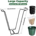 Outdoor Trash Bag Holder Metal Garden Trash Bag Holder for Yard Waste Stand Holds 30-45 Gallons Leaf Bag Holder with 4 Clips for Leaves Camping Lawn Party Weeding Yard Gardening（1pcs+4clips） - Image 3