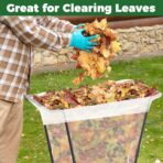Outdoor Trash Bag Holder Metal Garden Trash Bag Holder for Yard Waste Stand Holds 30-45 Gallons Leaf Bag Holder with 4 Clips for Leaves Camping Lawn Party Weeding Yard Gardening（1pcs+4clips） - Image 6