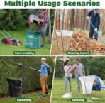 Outdoor Trash Bag Holder Metal Garden Trash Bag Holder for Yard Waste Stand Holds 30-45 Gallons Leaf Bag Holder with 4 Clips for Leaves Camping Lawn Party Weeding Yard Gardening（1pcs+4clips） - Image 7