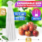 24" Mesh Produce Bags Set of 100 - Reusable Produce Bags with Plastic Lock, Durable & Tear Resistant Mesh Bag Set - Multi-use Onion Bag for Easy Storage of Fruits, Vegetables, Potatoes and Seafood - Image 3