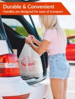 1000 Count White Thank You Plastic Bags with Handles, 12" x 6" x 22", 15 Mic T Shirt Plastic Grocery Bags for Grocery Stores, Retail, Restaurants and Takeout - Image 6