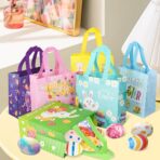 Easter Gift Bags ，6pcs Easter Tote Bags with Handles，Happy Easter Gift Bags for Kids， Non-Woven Reusable Easter Goodie Bags，Egg Hunt Game Easter Holiday Party Supplies - Image 3