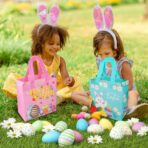 Easter Gift Bags ，6pcs Easter Tote Bags with Handles，Happy Easter Gift Bags for Kids， Non-Woven Reusable Easter Goodie Bags，Egg Hunt Game Easter Holiday Party Supplies - Image 4