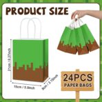 24Pcs Pixel Theme Party Favor Bags Video Game Party Supplies Pixel Paper Gift Mining Theme Goodie Bags with Handle Gamer Birthday Treat Candy Bag for Kids Pixelated Birthday Baby Shower Decoration - Image 3