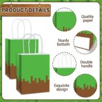24Pcs Pixel Theme Party Favor Bags Video Game Party Supplies Pixel Paper Gift Mining Theme Goodie Bags with Handle Gamer Birthday Treat Candy Bag for Kids Pixelated Birthday Baby Shower Decoration - Image 4