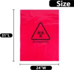 Biohazard Waste Bags - Disposable Safety Bag, Autoclavable, Puncture Resistant, 20 Gal Capacity, 1.77 mil, 45 mircon, 24"x 31" (20 PCS) - Image 3
