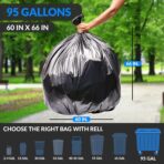 Reli. 95 Gallon Trash Bags Heavy Duty | 68 Trash Bags | Super Sizeable, Black, Garbage for Serious Cleanup - Image 3
