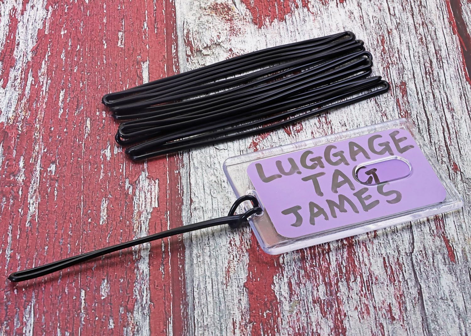 Mini Skater 5.5 Inch Plastic Travel Luggage Name Tag Loop Straps for Bag Tags ID Card Badge Holders, 10Pcs (Black) - Image 4