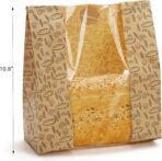 Hacaroa 100 Pack Paper Bread Bags with Clear Window, 10.8"x10"x4" Kraft Bakery Bag with 100 Stickers, Brown Toast Packaging Bags for Sourdough Bread, Cookie - Image 4