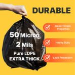 55-60 Gallon Trash Bags, 50 Micron Heavy Duty Pure LDPE Garbage Can Liners, 36" x 58" Large, Black, 50 Count - Image 5