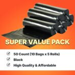 55-60 Gallon Trash Bags, 50 Micron Heavy Duty Pure LDPE Garbage Can Liners, 36" x 58" Large, Black, 50 Count - Image 7