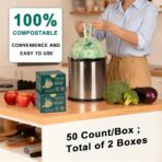 1.6 Gallon 100 Count,Compostable Bags Handle Tie,Tear Resistant Kitchen Food Scrap Waste Bag, ASTM D6400, US BPI and Europe OK Compost Home Certified - Image 6