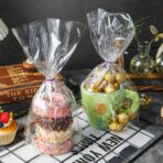 NPLUX 100 Pack Cellophane Bags Clear Flat Bottom Cellophane Treat Bags Gusseted with 100 Pack Twist Ties for Candy Popcorn Cookie Small Gift Wrapping(6×9×2.4 Inches) - Image 7
