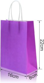 Cooraby 20 Pieces Kraft Paper Bags Party Favor Bags Craft Paper Bag with Handle for Birthday, Baby Shower, Wedding (light blue, light purple, pink) - Image 3
