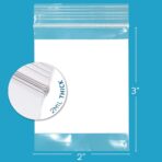 2Mil Small Plastic Bags 2 x 3 inches, 1000 pack ZIP Bags, Write on White Block, Reclosable Zipper small plastic Storage Baggies GPI Brand, for Daily Vitamin, Pill, Jewelry, Candy - Image 3