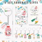 24 Pcs Pharmacist Gifts Vitamin Pill Ballpoint Pen Acrylic Keychain Makeup Bag Pharmacist Appreciation Gifts Pharmacy Week Accessories with Thank You Card for Women Medical Nurse - Image 4