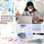 24 Pcs Pharmacist Gifts Vitamin Pill Ballpoint Pen Acrylic Keychain Makeup Bag Pharmacist Appreciation Gifts Pharmacy Week Accessories with Thank You Card for Women Medical Nurse - Image 7