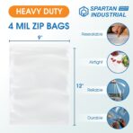 Spartan Industrial - 9” X 12” (100 Count) 4 Mil Thick Clear Reclosable Zip Plastic Poly Bags with Resealable Lock Seal Zipper - Heavy Duty and Durable - Image 3