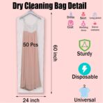 60inch Dry Cleaning Bag - 50pcs Extra Long Plastic Clear Dress Bags for Gowns, Disposable Garment Bags for Hanging Clothes - Image 4