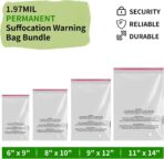 400-Count Self Sealing Cellophane Bags Poly Bag Combo Pack (6x9,8x10,9x12,11x14) | Safety-Sealed Clear Plastic Bags with 3-Language Warnings + Hanging Holes | Industrial Strength Shipping Supplies - Image 7