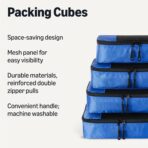 Amazon Essentials 4-Piece Packing Cubes Travel Accessories Set, Space-Saving Luggage Organizers with Double Zipper, Mesh Top, Small/Medium/Large/Slim, Blue (Previously Amazon Basics) - Image 3