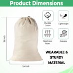Large Cotton Laundry Bags 24x36 Inch with Drawstring, Heavy Duty Travel Organizer for Hamper, Basket, Camp – Beige (2 Pack) - Image 3