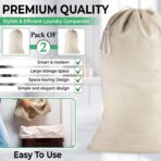 Large Cotton Laundry Bags 24x36 Inch with Drawstring, Heavy Duty Travel Organizer for Hamper, Basket, Camp – Beige (2 Pack) - Image 4