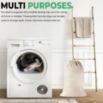 Large Cotton Laundry Bags 24x36 Inch with Drawstring, Heavy Duty Travel Organizer for Hamper, Basket, Camp – Beige (2 Pack) - Image 5