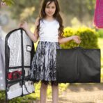 Syeeiex 3" Gusseted Clear Dance Costume Garment Bag, 40'' Dance Garment Bags for Dancers with 4 Zippered Pocket & Can Hold 1-3 Dance Costumes - Suitable for Dance Competitions, Ballet(Black, 2 Pack) - Image 3